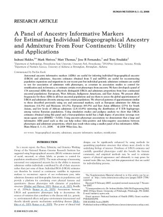 A Panel of Ancestry Informative Markers