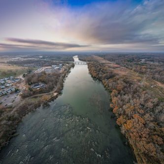 Winter sunset over the Catawba River in Rock Hill, South Carolina